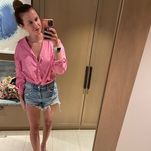 Small oversized pink zara button down